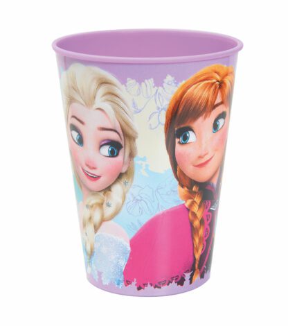 Gobelets Reine des neiges - en plastique, violet, elsa et anna de la reine des neiges - Couleur : violet, bleu, rose - Hauteur : 9,7 cm - Ø 7,5 cm - 26 cl - Mondo Déco entreprise française