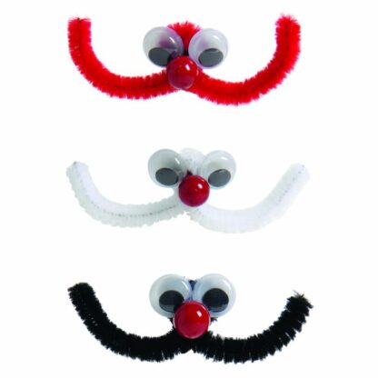 Moustaches sur pique : 200 pièces Dimensions hors pique : H. 2.5 cm - L 7 cm Référence : 7082 Matière : Bois, plastique et fil de chenille Multicolore Décoration glaces et cocktails - Mondo Déco entreprise française