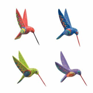 Colibris 3D : 200 pièces - Fabrication artisanale - Dimensions : H.11 cm - matière : Bois - Couleur : Multicolore - Collection Artisanat Bois - Décoration sur pique - Pique en bois longue - Mondo Déco entreprise française