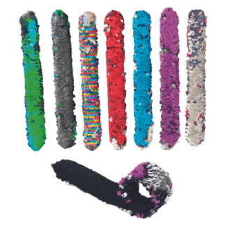 Bracelet Slap Sequin - Sequins réversibles, 1 couleur par face - Le bracelet s'enroule autour du poignet lorsqu'on le frappe - Mondo Déco entreprise française