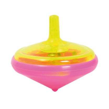 Toupies lumineuses - lot de 48 pièces - Dimensions: H. 4 cm - Ø 4,5 cm - Matière :  Plastique - métal - Couleur : Jaune et rose - Mondo Déco entreprise française