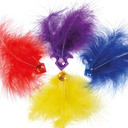 Broches Plumes : 200 pièces - Dimensions :  H.15 cm - Référence : 7341 - Matière : Plumes - Couleur : Uni, bleu, jaune, rose, rouge, violet... - Modèles aléatoires - Collection : Les Plumes - Décoration glaces et cocktails - Mondo Deco entreprise française