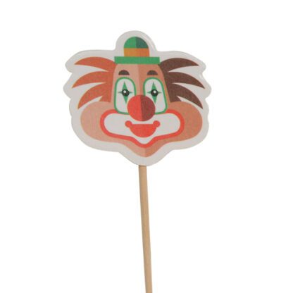 Clowns en papier sur pique : 250 pièces Sur pique en bois Dimensions hors pique : L. 4 cm Multicolore Matière : papier Référence : 7346 Décoration glaces et cocktails - Mondo Déco entreprise française