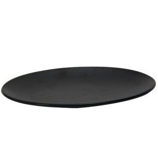 Assiettes noires ovales PM fini mat / Assiettes noires ovales GM fini mat : Assiettes légères, service facilité ! 6 pièces Dimensions : 30 x 22,3 cm Couleur : noir Fini mat Matière : mélamine Référence : 5657 Assiette plate Compatible lave-vaisselle Incompatible micro-ondes - Mondo Déco entreprise française