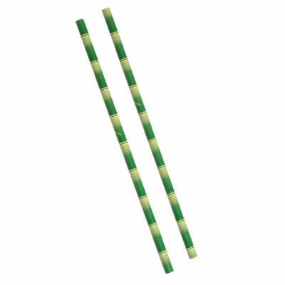 Descriptif des pailles papier bambou : 250 pièces Dimensions : L.19,7 cm Ø6 mm Référence : 7053 Matière : papier 3 épaisseurs Couleur : vert Usage unique, matière recyclable