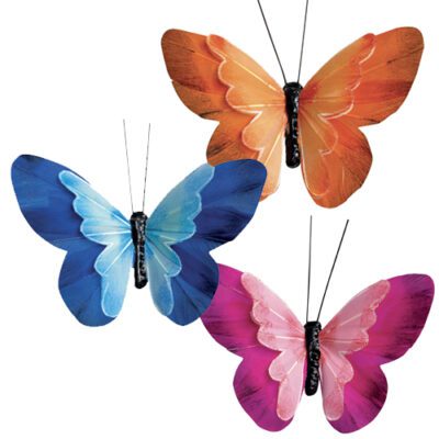 Descriptif des Papillons Venus sur pique  : Papillons décoratifs pour vos glaces et cocktails 240 pièces Dimensions hors pique : H 7 cm L 10 cm Sur pique en bois Référence : 7292 Matière : synthétique Couleur : multicolore