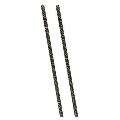 Descriptif des pailles papier SMART : 500 pièces Dimensions : L.21 cm Ø7 mm Référence : 7429 Matière : papier 3 épaisseurs Couleur : noir/doré Usage unique, matière recyclable