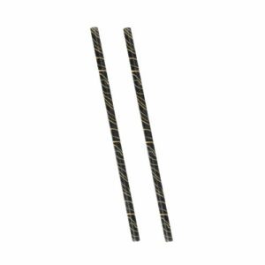 Descriptif des pailles papier shooter smart : 500 pièces Dimensions : L.14 cm Ø7 mm Référence : 7430 Matière : papier 3 épaisseurs Couleur : noir/doré Usage unique, matière recyclable