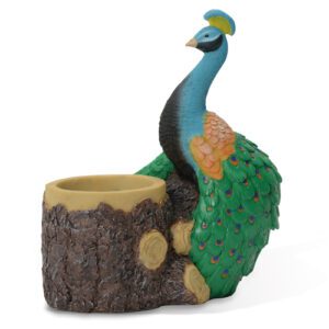 Descriptif du Porte-verre Paon  : Découvrez les verres et coupes adaptables Verre vendu séparément 1 pièce Dimensions : H. 25 cm | Ø 8 cm Référence : 293 Matière : résine Couleur : Multicolore Incompatible lave-vaisselle