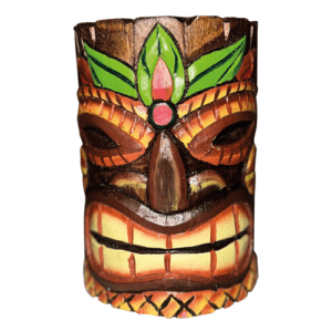Descriptif du Porte-verre Tiki Tribu : 1 pièce Dimensions : H 15 cm ø8cm Référence : 295 Matière : Bois Couleur : multicolore Découvrez les verres et coupes adaptables