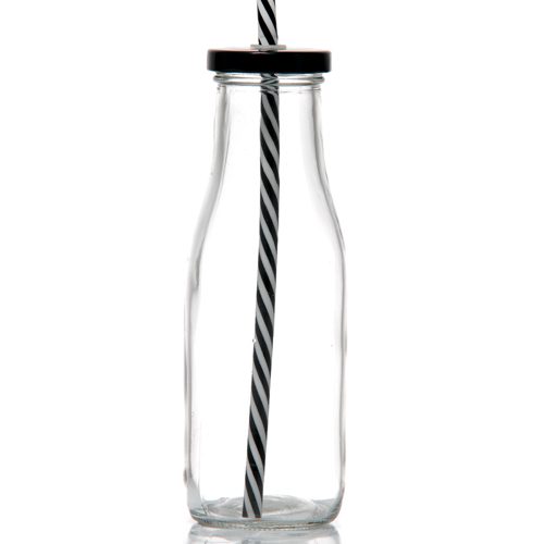 Descriptif des Bouteilles Cocktails : Lot de 12 pièces Fournis avec couvercles et pailles réutilisables Dimensions : H.19,5 cm Ø 6,5 cm Contenance : 40 cl Matière : Verre Couleur : Transparent Référence : 5264 Compatible lave-vaisselle