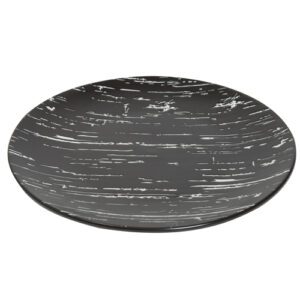 Descriptif des Assiettes Rondes noires signature : Référence : 5314 6 pièces Dimensions :ø 31 cm Matière : Porcelaine Couleur : noir Compatible lave-vaisselle et micro-ondes