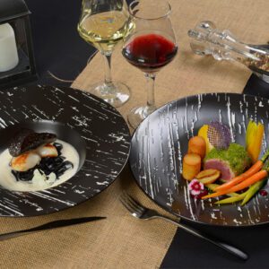 Assiettes Signature rectangle relevée noires – lot de 6 – 40,5 x 16,5 cm