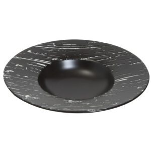 Descriptif des Assiettes Pasta noires signature : Référence : 5315 6 pièces Dimensions :ø 30 cm Matière : Porcelaine Couleur : noir Compatible lave-vaisselle et micro-ondes