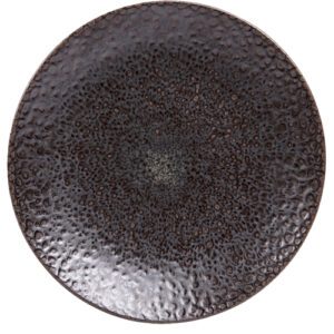 Descriptif des Assiettes Obsidienne GM : Référence : 5426 6 pièces Dimensions : ø 32 cm Matière : Grès Couleur : Marron Compatible lave-vaisselle