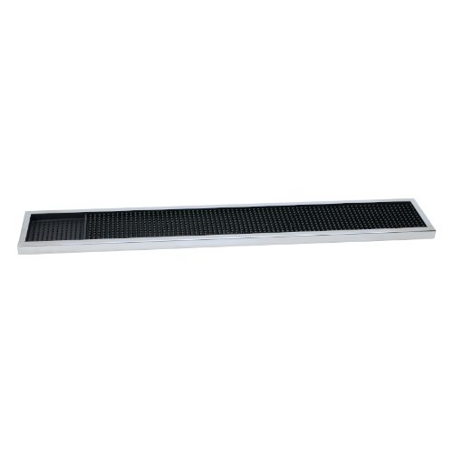 Descriptif du Tapis de Bar caoutchouc PM Inox : Tapis antidérapant idéal pour bars et restaurants Dimensions : 60 x 8,4 cm Conçu pour la préparation de cocktails Facile à nettoyer, compatible lave-vaisselle Collection Barman, l'allié de vos créations Ref : 5502B Contours Inox
