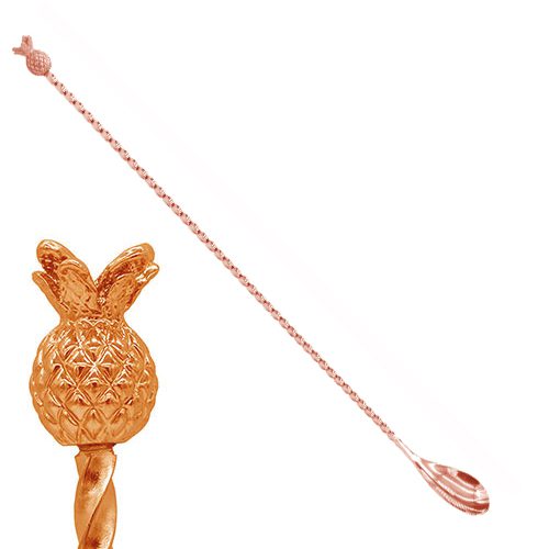 Descriptif des Cuillères Barman Ananas Cuivrée : Créez des cocktails exquis avec cette cuillère de bar Design ananas cuivré unique pour un bar élégant Longueur idéale de 33 cm pour un mélange parfait En métal résistant, conçue pour durer Un accessoire indispensable pour tout barman Ref : 5569