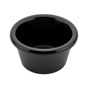 Descriptif des Pots à sauce Noirs GM Mélamine : Petits pots légers et résistants aux chocs Résistants à la chaleur jusqu'à 100°C 24 pièces Dimensions : ø 7 cm- H 4 cm - 60 ml  Référence : 5584 Matière : mélamine Couleur : noir Compatible lave-vaisselle