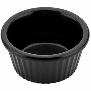 Descriptif des Pots à sauce Noirs PM Mélamine : Petits pots légers et résistants aux chocs Résistants à la chaleur jusqu'à 100°C 24 pièces Dimensions : ø 5,8 cm- H 2,7 cm - 30 ml  Référence : 5601 Matière : mélamine Couleur : noir Compatible lave-vaisselle