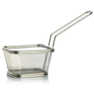 Descriptif des Paniers à frites inox  : Référence : 5609 6 pièces Dimensions : 10,5 X 9 X 6 CM Matière : Inox Couleur : gris Compatible lave-vaisselle 