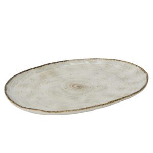 Descriptif des Assiettes ovales Cendrées : Référence : 5644 6 pièces Dimensions : 33 x 22 cm Matière : Porcelaine Couleur : Cendré Compatible lave-vaisselle