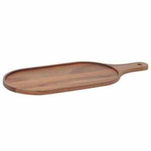 Planche Acacia ovale rainurée : Référence : 5654 1 pièce Dimensions : 50 x 20 cm ; épaisseur : 1,4 cm Matière : bois (acacia) Couleur : marron Incompatible lave-vaisselle