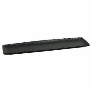 Descriptif des Plateau Noir Maxi Mélamine : Assiettes légères et résistantes aux chocs Résistantes à la chaleur jusqu'à 100°C 6 pièces Dimensions : 53 cm x 16,2 cm H 2,2 cm Référence : 5719 Matière : mélamine Couleur : noir Compatible lave-vaisselle