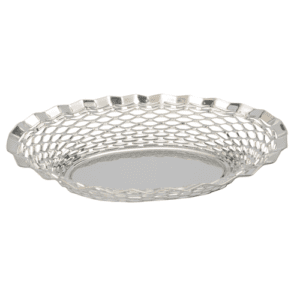 Descriptif de la Corbeille ovale Inox  : Dimensions : 24,5 x 8 cm Matériau durable pour une utilisation intensive en milieu professionnel Design sobre et moderne qui s'intègre parfaitement à tous les styles de décoration Ref : 5740 Fabrication française Parfaite pour pains frais et grillés, viennoiseries ou Nachos