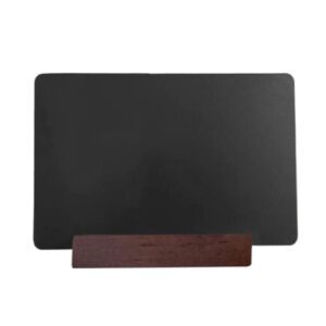 Descriptif de l'Ardoise de table double face  : 1 pièce Dimensions : 15 x 10 cm  Référence : 5799 Matière : Bois / Ardoise Couleur : Bois / Gris Ardoise positionnable à l'horizontale ou à la verticale