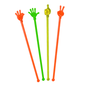 Descriptif des Mélangeurs Mains : 200 pièces Dimensions : H. 18 cm Référence : 7214 Matière : Plastique réutilisable Couleur : Multicolore