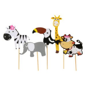 Descriptif des Piques animaux jungle  : 200 pièces Dimensions : H 6 à 10 cm Référence : 7250 Matière : Bambou/Papier Couleur : Multicolore