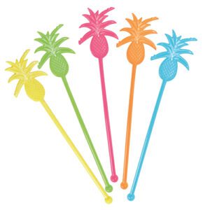Descriptif des Mélangeurs Ananas : 300 pièces Dimensions : H. 21 cm Référence : 7248 Matière : Plastique - réutilisable Couleur : multicolore