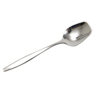 Descriptif des Cuillères Zigzag inox: Design zigzag argenté élégant, parfait pour desserts Lot de 50 cuillères, hauteur 12 cm Idéal pour restaurants et cafés Dimensions compactes 12 x 12 x 2 cm Facile à nettoyer