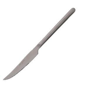 Descriptif des Couteaux Anuradha Satiné : Élégance satinée pour vos tables Lot de 6 pièces Dimensions : L. 23 cm Design épuré mettant en valeur vos plats En métal satiné pour un mat subtile Idéal HORECA, style simple et raffiné Ref : 7366