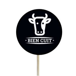 Descriptif des Piques cuisson papier Noir : piques à burger cuisson Noir 250 pièces Dimensions : ø4 cm Référence : 7431N Matière : Bambou/Papier Couleur : Noir