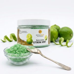 Sucre saveur citron vert – Lot de 1 pot – 100 g