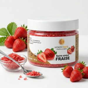 Sucre saveur fraise – Lot de 1 pot – 100 g
