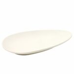 Assiettes galet allongées blanches – lot de 4 – 33 x 22 cm