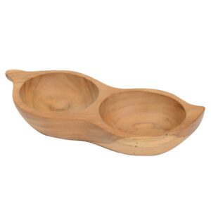 cosse teck 2 bols : Référence : 5333 1 pièces Dimensions : 27 x 11 cm H.4,5 cm Matière : bois Couleur : marron Incompatible lave-vaisselle