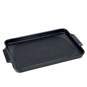 Assiettes Plancha noires : Référence : 5368 4 pièces Dimensions : 25,5 x 41 cm Matière : céramique Couleur : noir Compatible lave-vaisselle