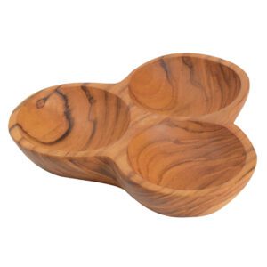 bol trio teck : Référence : 5411 1 pièces Dimensions : L.15 cm  Matière : bois Couleur : marron Incompatible lave-vaisselle et micro-ondes