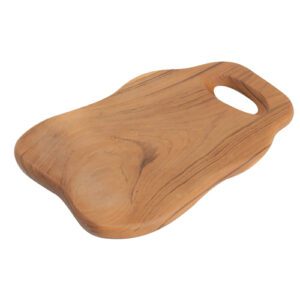 Planche avec poignée en Teck : Référence : 5412 1 pièce Dimensions : 30 x 17 cm - épaisseur 1,9 cm Matière : Teck Couleur : bois Incompatible lave-vaisselle et micro-ondes