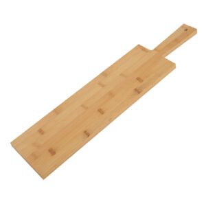 Planche bambou : Référence : 5566 1 pièce Dimensions : 60 x 14 cm - épaisseur 1,5 cm Matière : bois (bambou) Couleur : beige Incompatible lave-vaisselle et micro-ondes