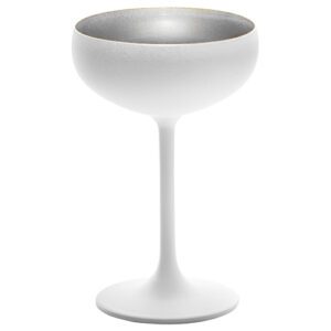 verre Cocktail Champagne blanc et argent : Référence : 5621 5 pièces Dimensions : H.15 - Ø 9 cm Matière : Verre Couleur : Blanc, argent Lavage à la main recommandé