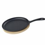 Poêle en fonte + support en bois – Lot de 1 – 38,5/24 x 18 cm