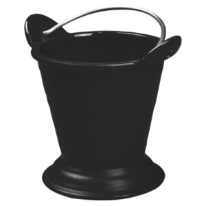 Seaux mélamine avec anse : Référence : 5835 6 pièces Dimensions : H.10,8 cm Contenance : 40 cl Matière : mélamine, inox (anse) Couleur : noir, argenté Compatible lave-vaisselle Incompatible micro-ondes