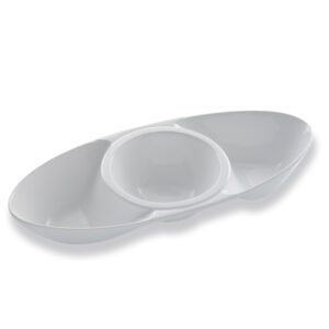 Barque 3 compartiments : Référence : 606 1 pièce Dimensions : L x l : 52,5 x 22,5 cm H.7,9 cm Matière : Céramique Couleur : blanc Compatible lave-vaisselle