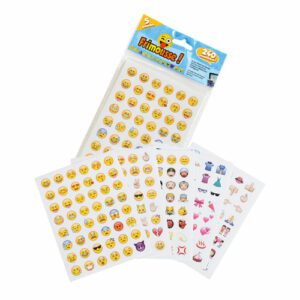 Autocollants frimousse, autocollants smileys, emojis : 5 planches par sachet 10 sachets (soit 50 planches en tout) Référence : 7121 Idéal pour le cadeau de vos menus enfant !