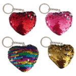 Porte-clés cœur sequins – Lot de 12 – H.7 cm
