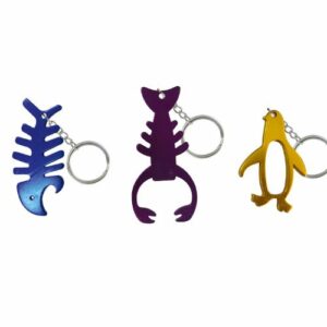 Porte-clés décapsuleurs : Idéal pour décapsuler vos bouteilles Référence : 7270 12 pièces Dimensions : H. 6 à 8 cm Matière : métal Coloris : multicolore
